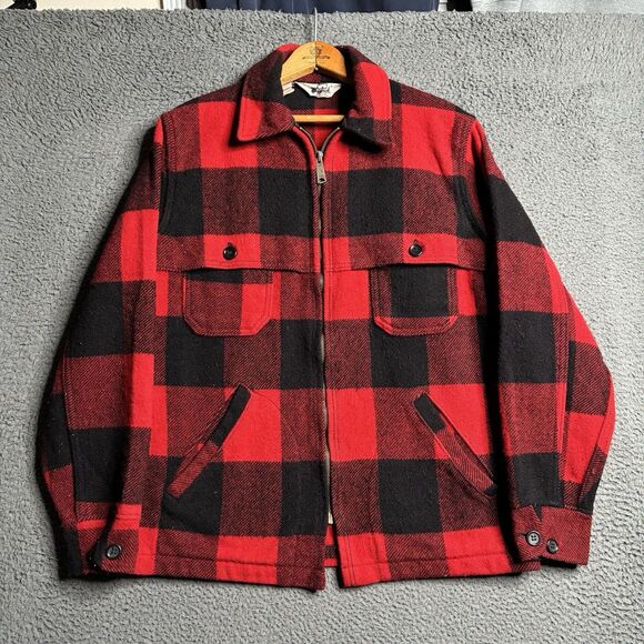 Vintage 70s Woolrich Mackinaw Jacket Mens Medium Cruiser Wool Buffalo Plaid